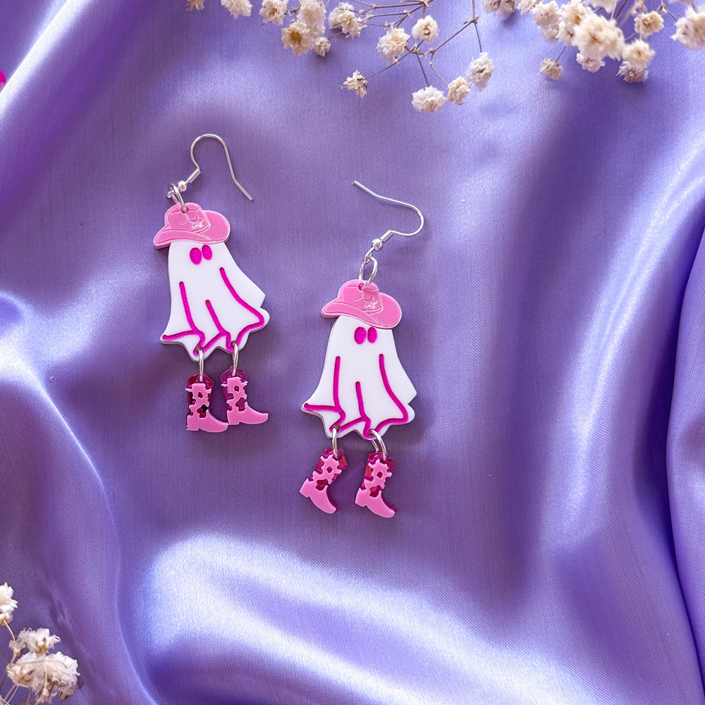 Ghost Cowgirl With Boots Earrings