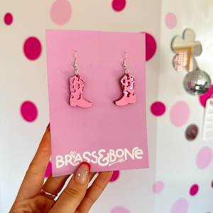 Pink Cowboy Boots Earrings